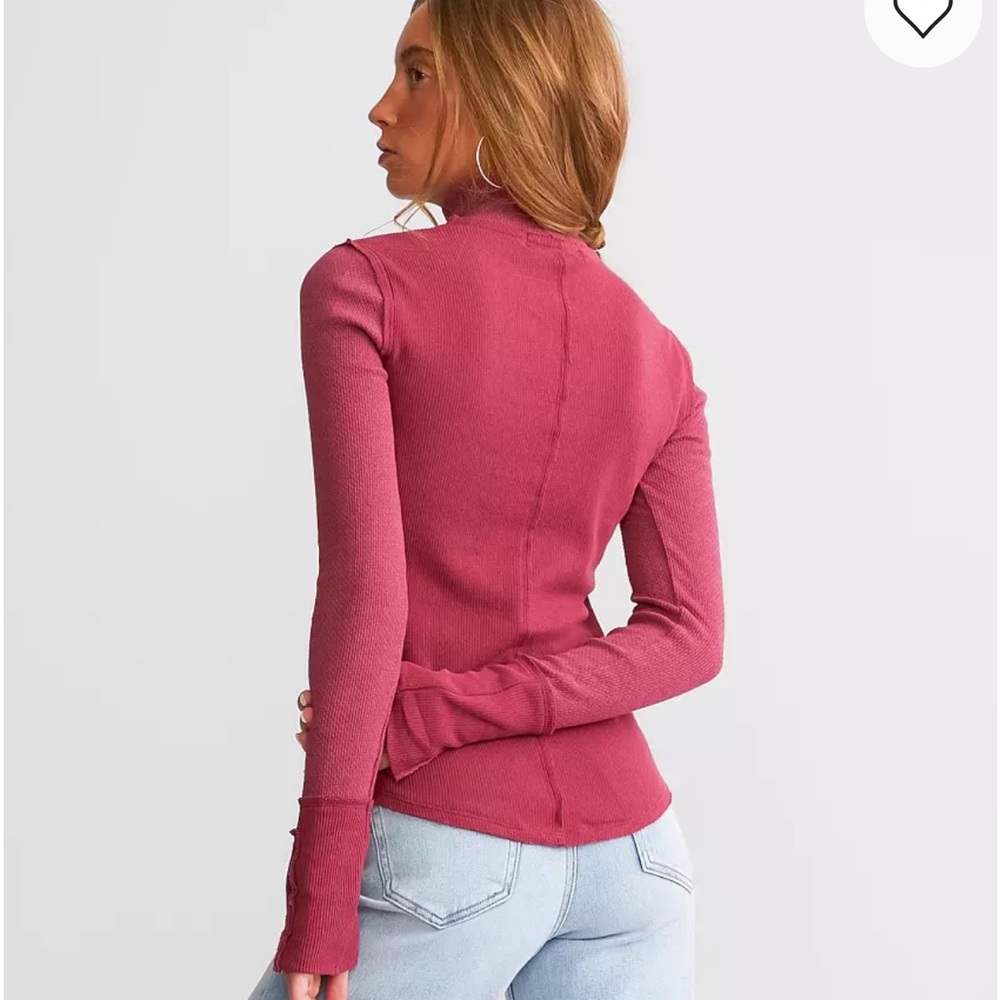 New We the Free Freya Mock Neck Thermal Top in Red - Picture 2 of 6